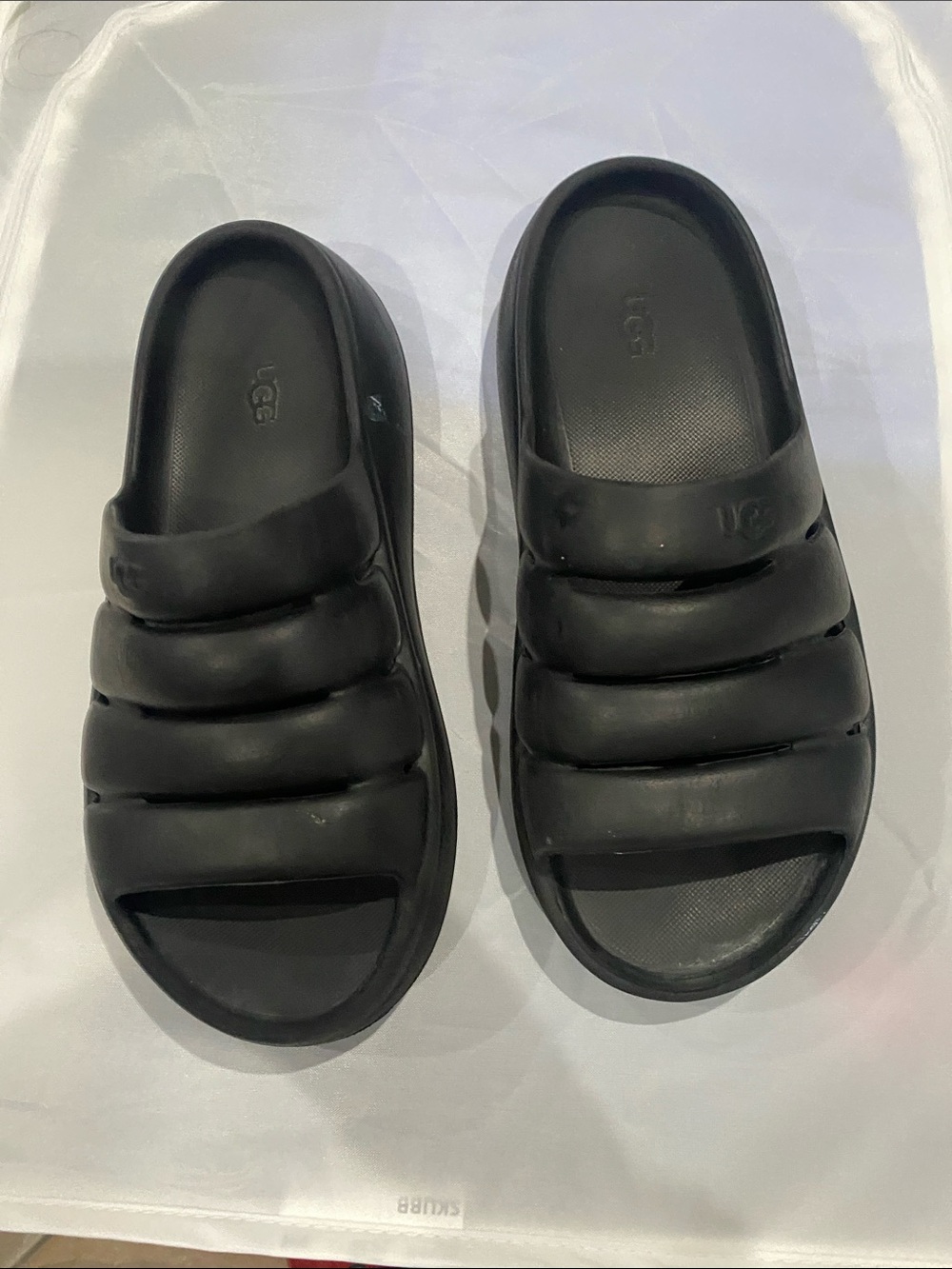 UGG Black Puffer Slide Sandals, Women size 8